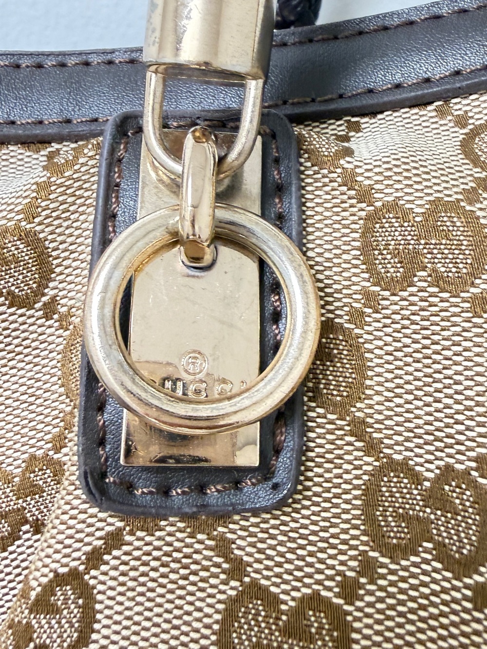 Gucci Beige/Brown GG Canvas Tote with Braided Handles - Picture 13 of 16